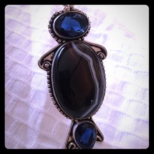 Genuine stone sterling plated pendant necklace